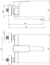 Nástěnná baterie Deante NEO MARA BLO N50M černá matná