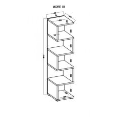 Úzká knihovna, výška 184cm