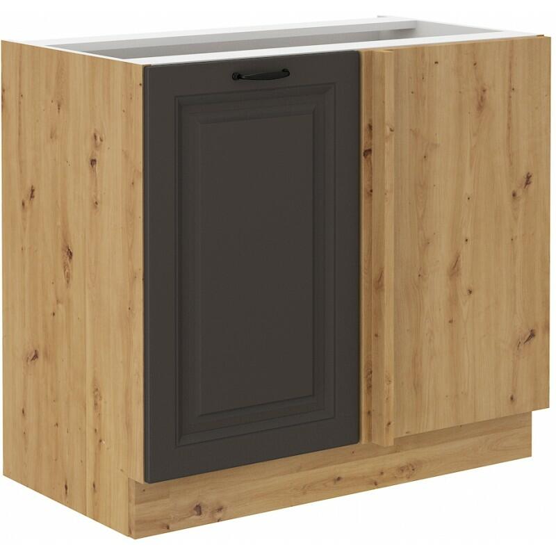 Rohová skříň 105 cm - Korpus: Dub artisan, Dvířka: Grafit mat