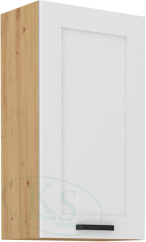 Skříň, šíře 50 cm, výška 90 cm - Korpus: Dub artisan, Dvířka: Bílý mat