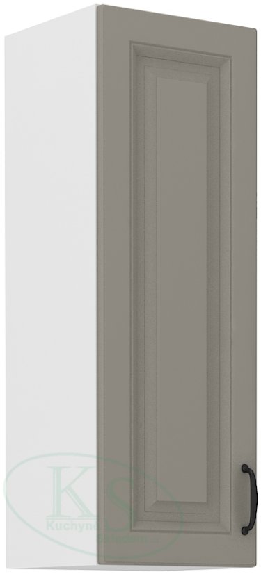Skříň, šíře 30 cm, vysoká 90 cm - Korpus: Bílý, Dvířka: Světle šedý mat