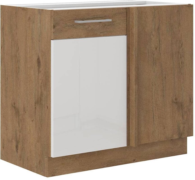 Rohová skříň 105 cm - Barva: Bílý lesk