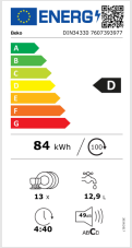 Vestavná myčka nádobí 60cm BEKO DIN34330