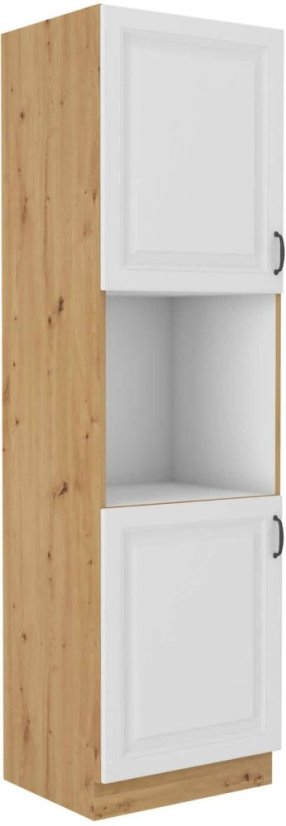 Vysoká skříň na troubu, šíře 60 cm - Korpus: Dub artisan, Dvířka: Bílý mat