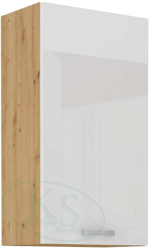 Vysoká 90 cm horní skříň, šíře 45 cm - Barva: Bílý lesk