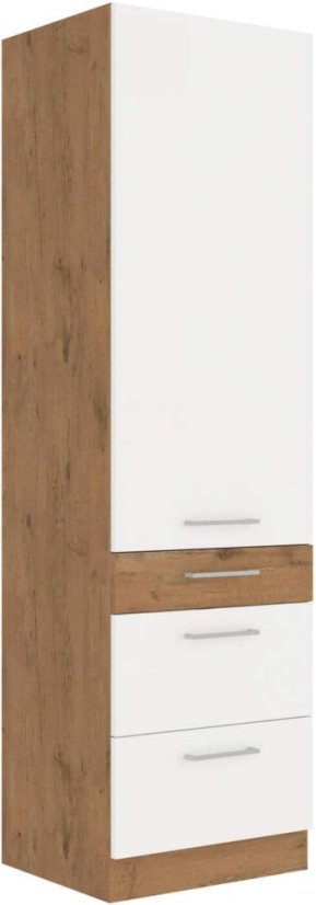 Potravinová skříň se šuplíky, šíře 60 cm - Barva: Bílý lesk