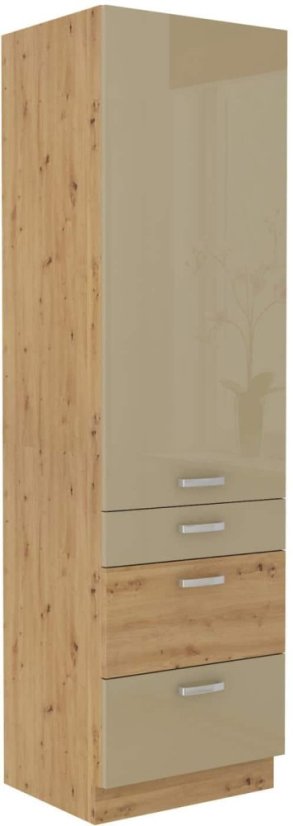 Vysoká skříň potravinová se šuplíky, šíře 60 cm - Barva: Cappuccino lesk