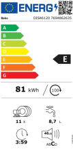 Vestavná myčka nádobí 45cm BEKO DIS46120