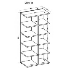 Masivní knihovna, výška 184cm