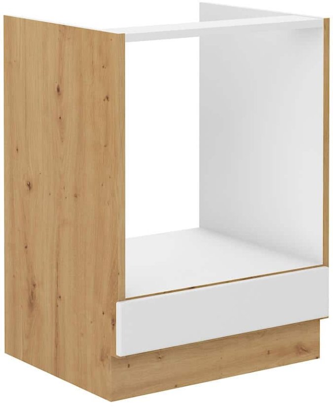 Skříňka na vestavnou troubu, šíře 60 cm - Korpus: Dub artisan, Dvířka: Bílý mat