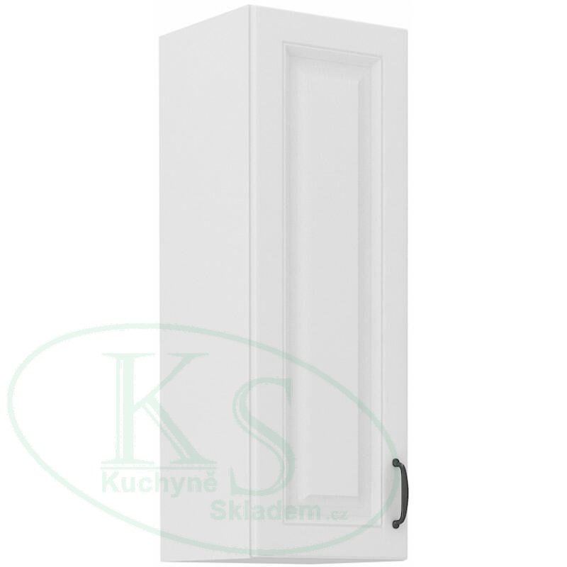 Skříň, šíře 30 cm, vysoká 90 cm - Korpus: Bílý, Dvířka: Bílý mat Skříň, šíře 30 cm, vysoká 90 cm - Korpus: Bílý, Dvířka: Bílý mat