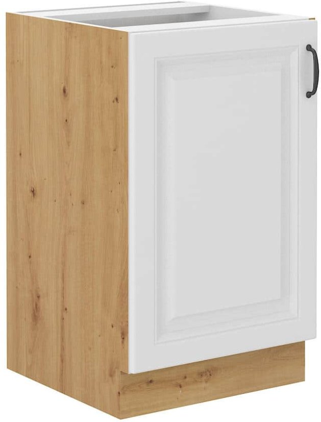 Dřezová skříň, šíře 50 cm - Korpus: Dub artisan, Dvířka: Bílý mat