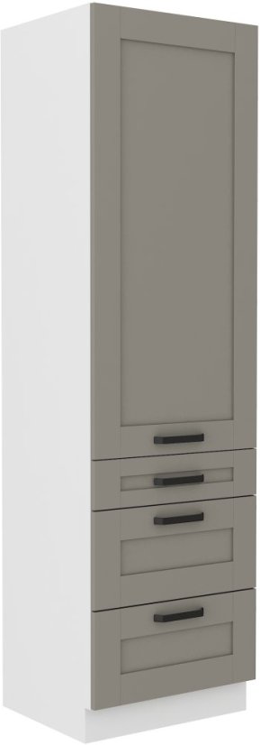 Potravinová skříň se šuplíky, šíře 60 cm - Korpus: Bílý, Dvířka: Světle šedý mat