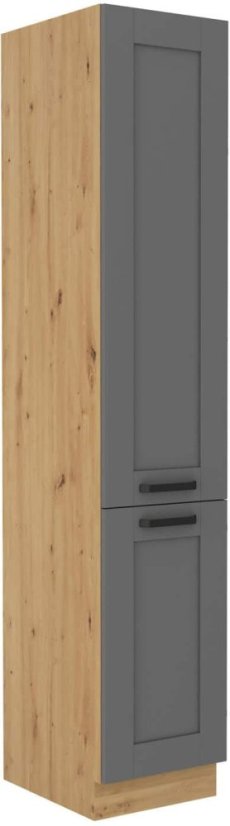 Potravinová skříň, šíře 40 cm - Korpus: Dub artisan, Dvířka: Šedý mat