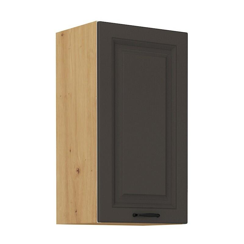 Horní jednokřídlá skříň, široká 40 cm - Korpus: Dub artisan, Dvířka: Grafit mat