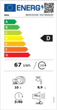Vestavná myčka nádobí 45cm BEKO BDIS35030