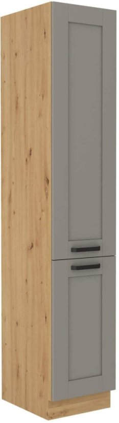 Potravinová skříň, šíře 40 cm - Korpus: Dub artisan, Dvířka: Světle šedý mat