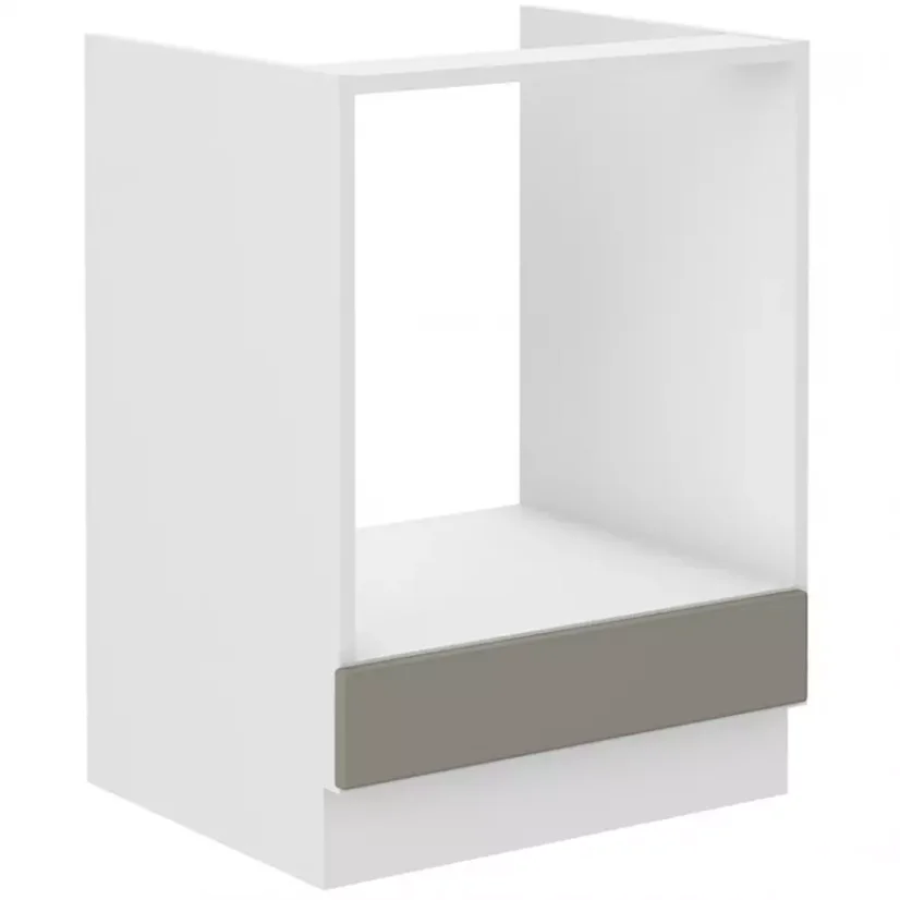 Skříňka na vestavnou troubu, šíře 60 cm - Korpus: Bílý, Dvířka: Světle šedý mat
