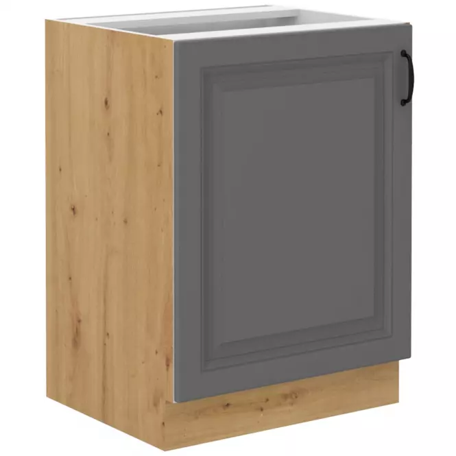 Jednokřídlá skříň, široká 60 cm - Korpus: Dub artisan, Dvířka: Šedý mat