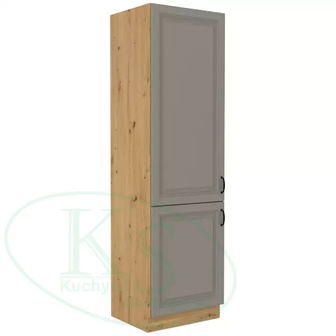 Potravinová skříň, šíře 60 cm - Korpus: Dub artisan, Dvířka: Světle šedý mat