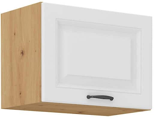 Digestořová skříň, šíře 50 cm - Korpus: Dub artisan, Dvířka: Bílý mat