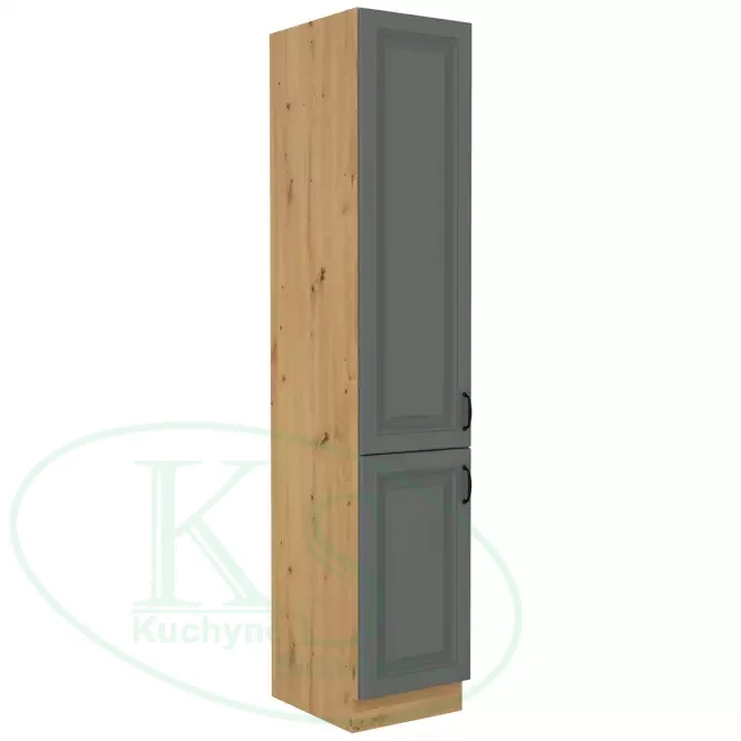 Potravinová skříň, šíře 40 cm - Korpus: Dub artisan, Dvířka: Šedý mat